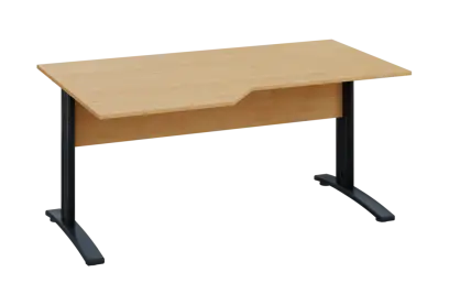 EZK 18 - 166 stůl kancelářský, rohový, levý, kovová podnož černá, deska 18 mm, široký 1600 mm, javor horský